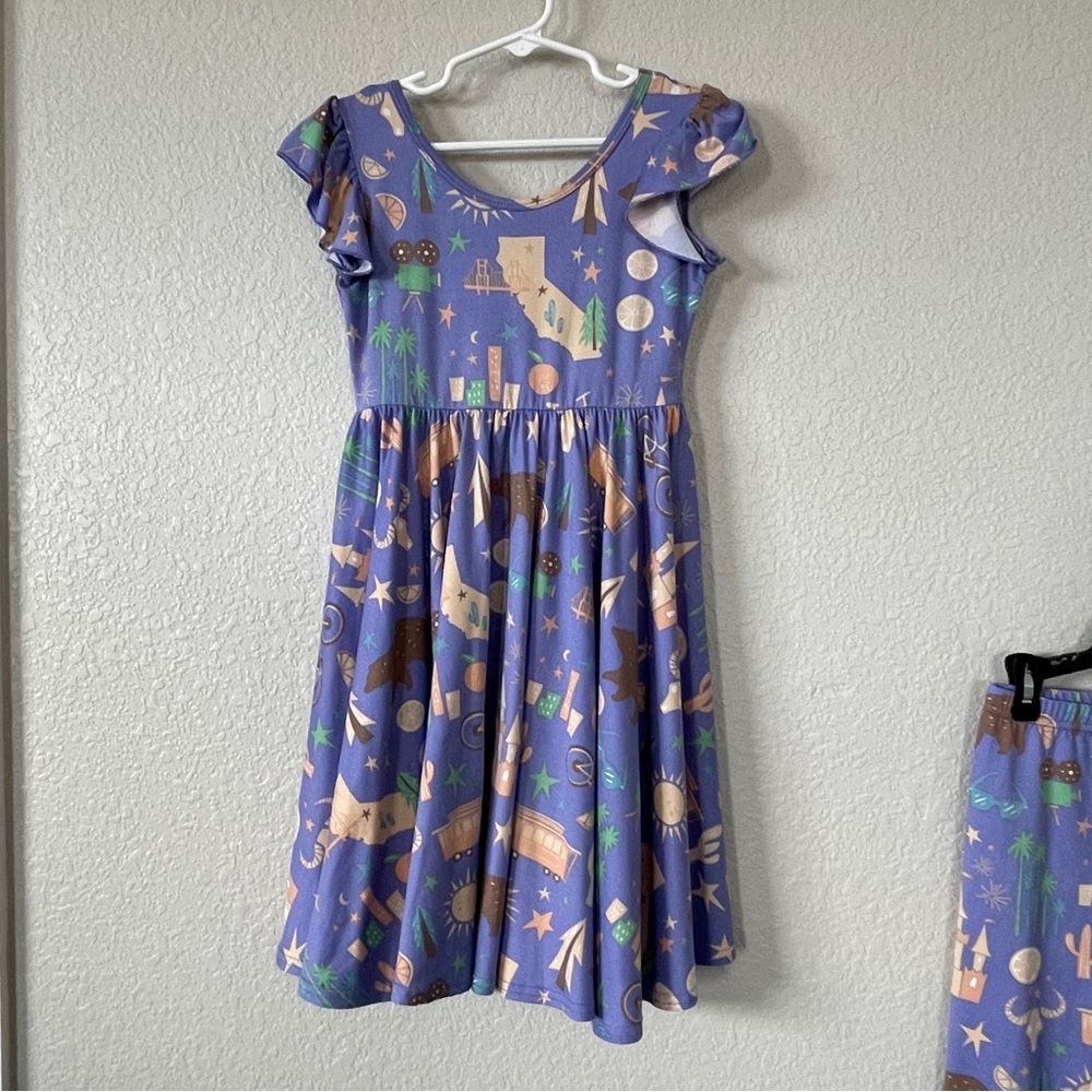 Dot Dot Smile 5/6 girls California flutter sleeve twirl dress & leggings set - Picture 2 of 3